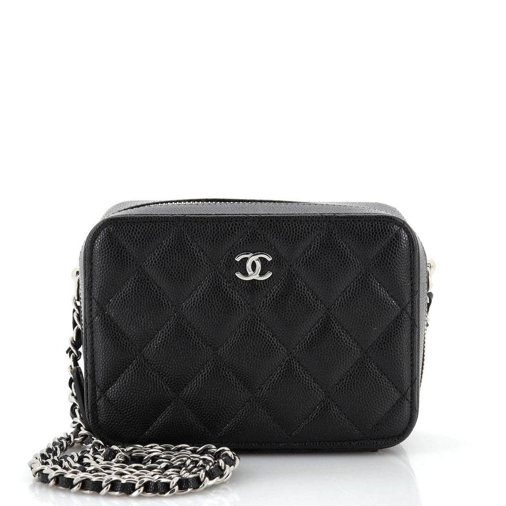 Square CC Chain Camera Bag Quilted Caviar Mini