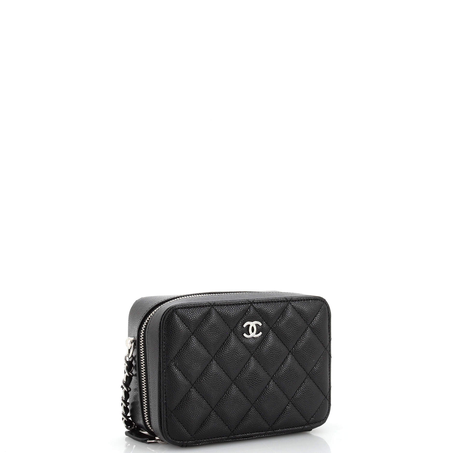 Square CC Chain Camera Bag Quilted Caviar Mini