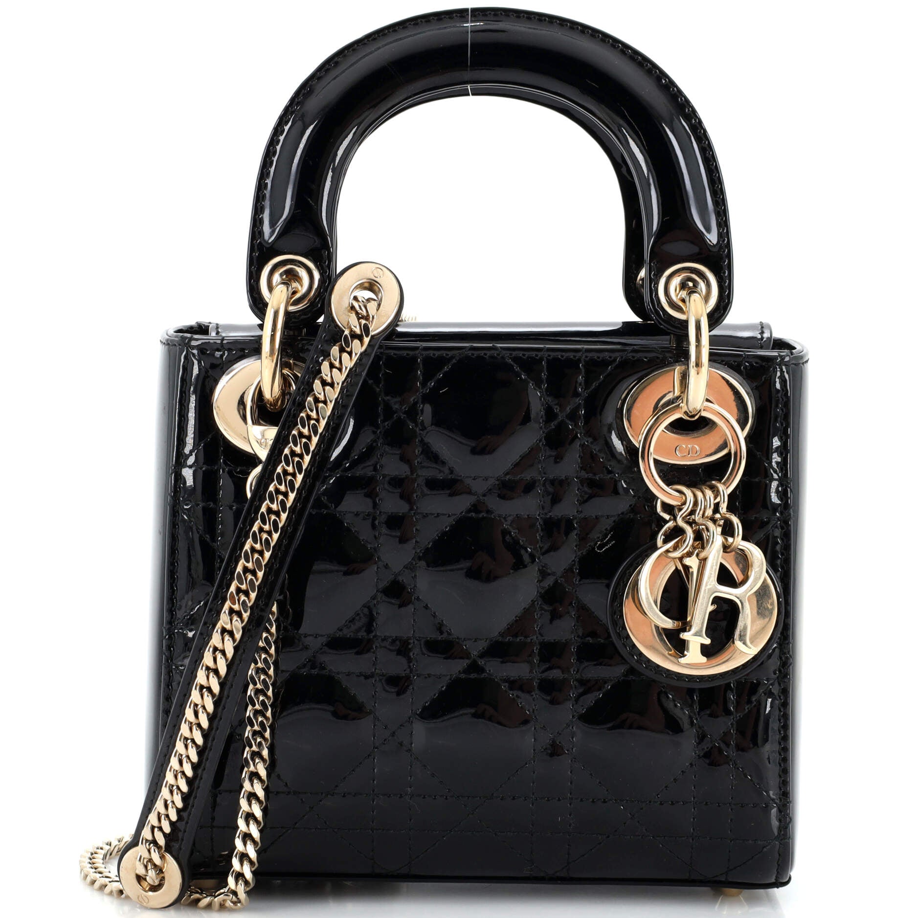 Lady Dior Chain Bag Cannage Quilt Patent Mini