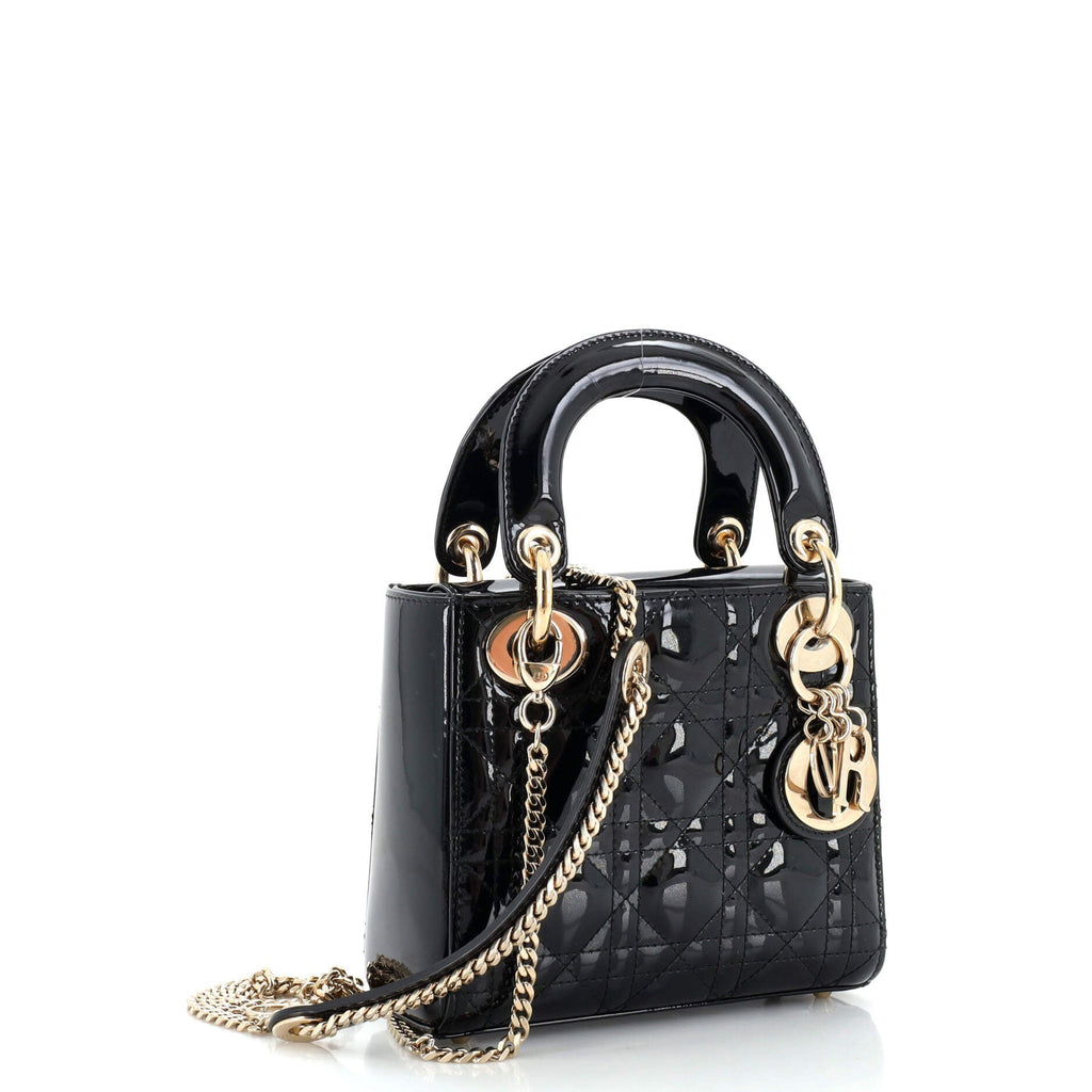 Lady Dior Chain Bag Cannage Quilt Patent Mini