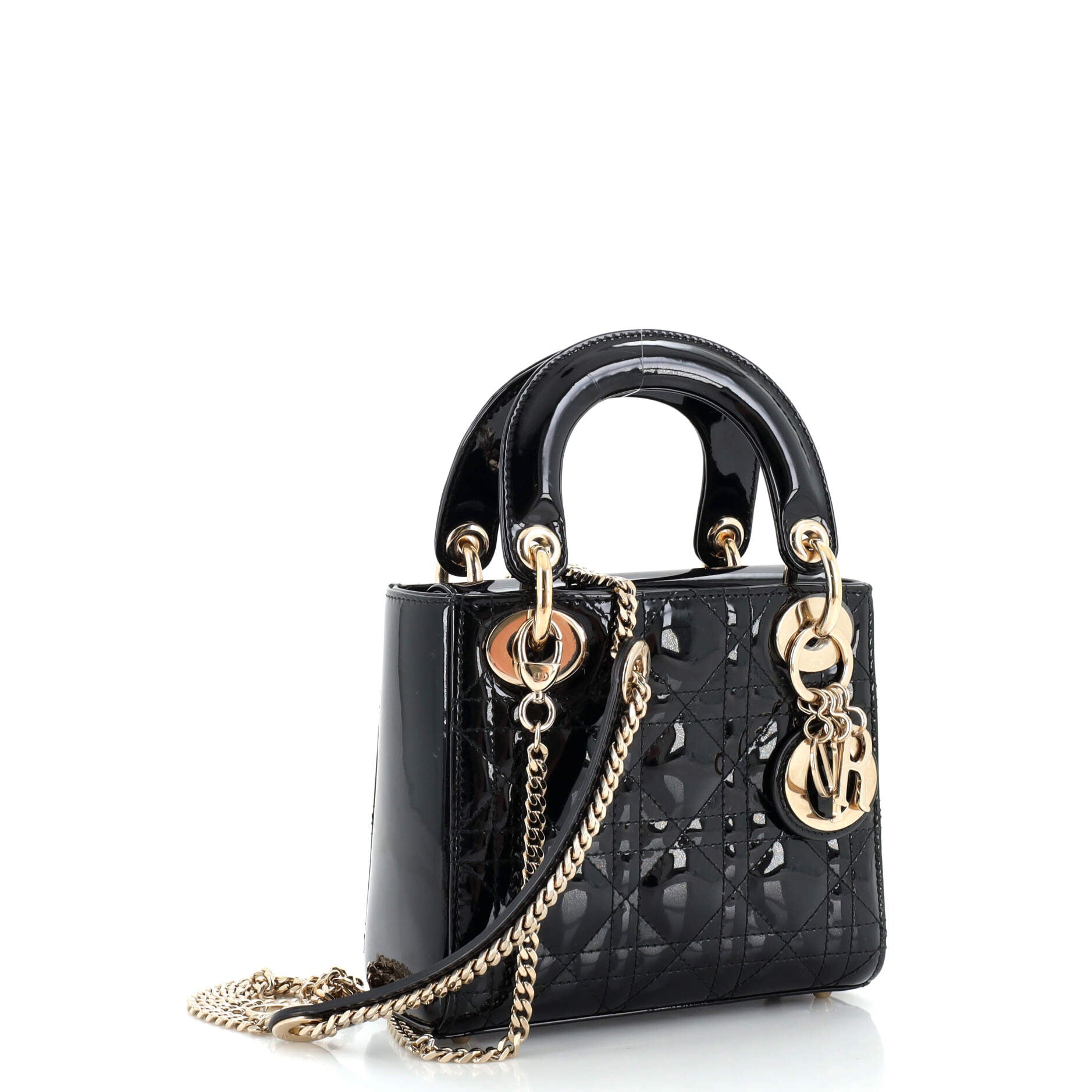 Lady Dior Chain Bag Cannage Quilt Patent Mini