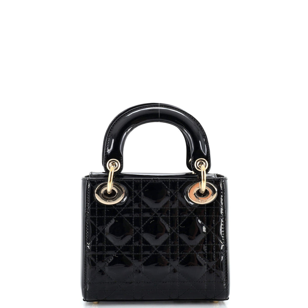 Lady Dior Chain Bag Cannage Quilt Patent Mini