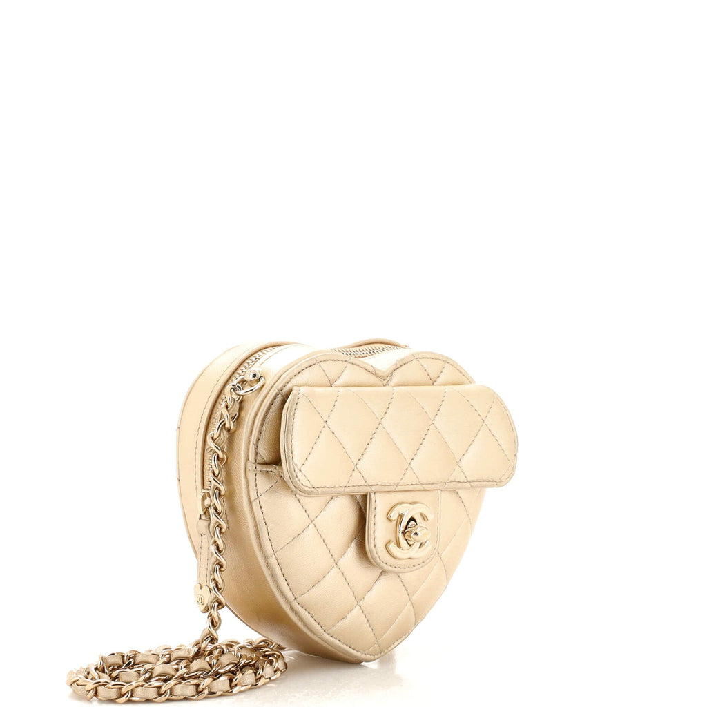 CC in Love Heart Clutch with Chain Quilted Lambskin