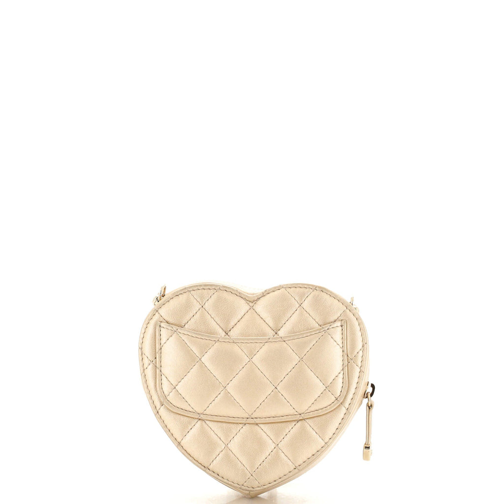 CC in Love Heart Clutch with Chain Quilted Lambskin