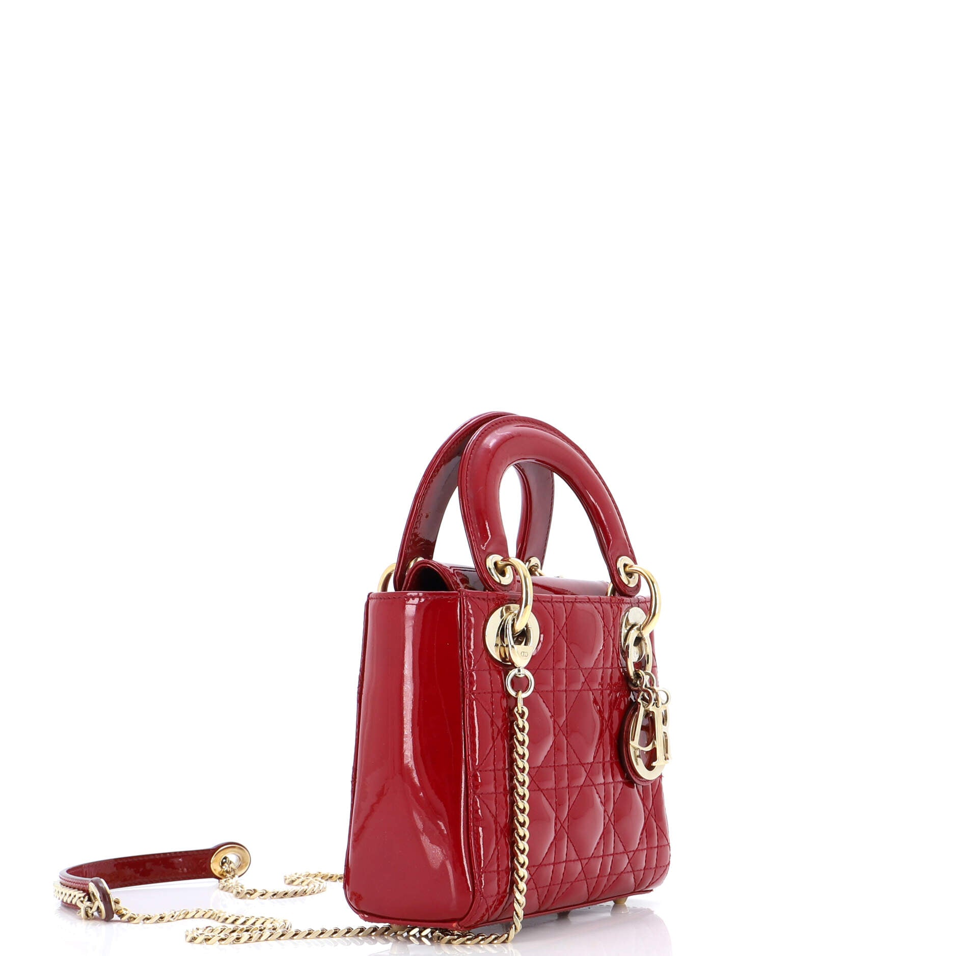 Lady Dior Chain Bag Cannage Quilt Patent Mini
