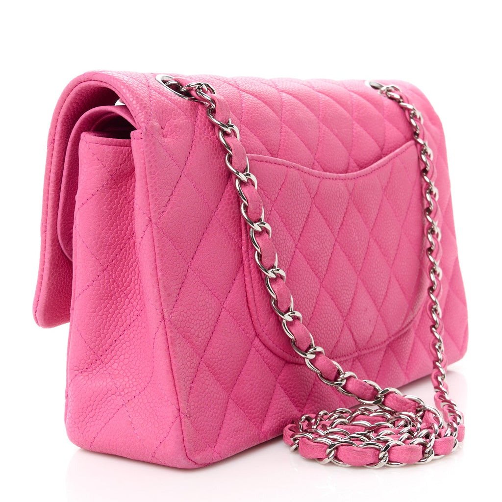 Caviar Quilted Medium Double Flap Pink