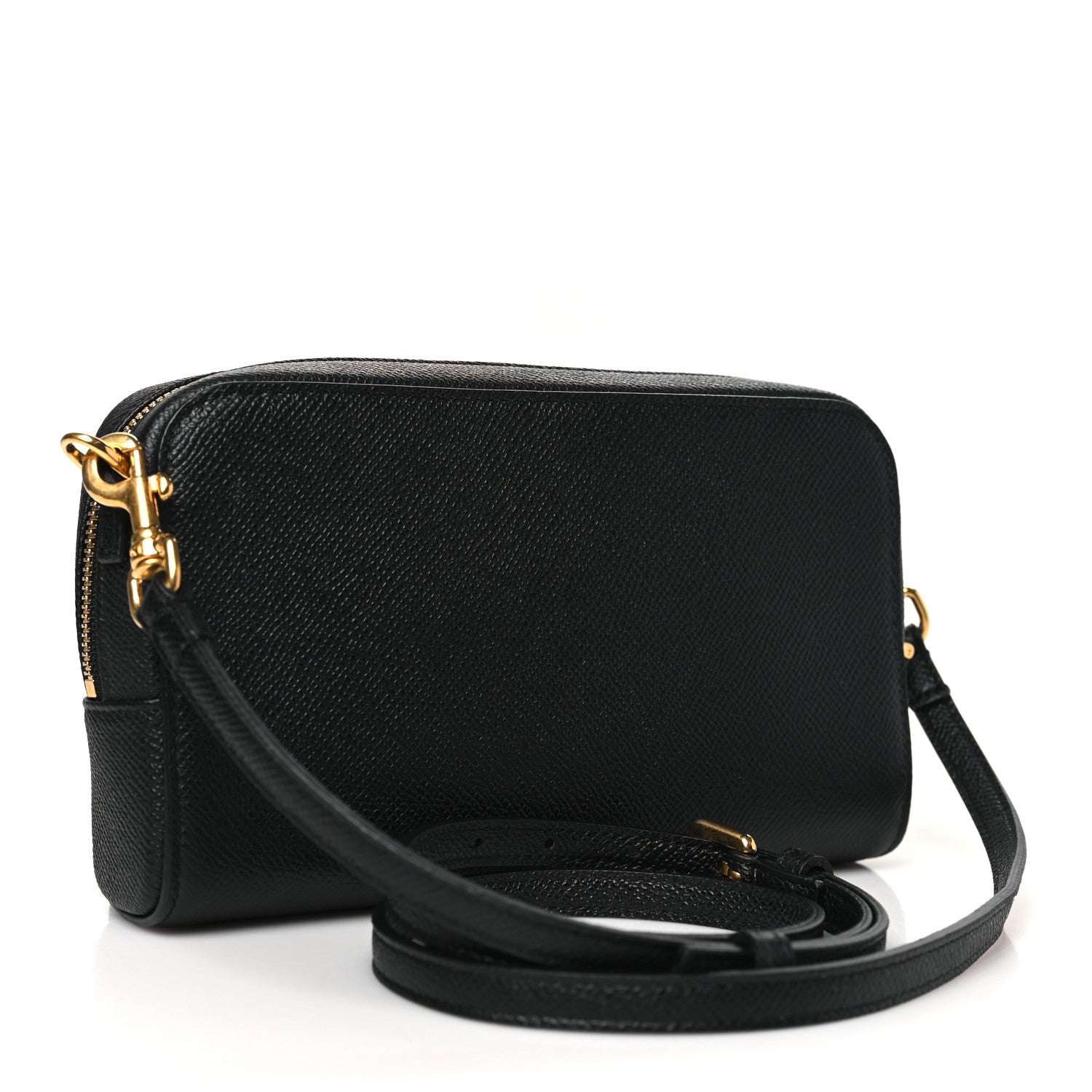 Grained Calfskin Caro Double Pouch Black