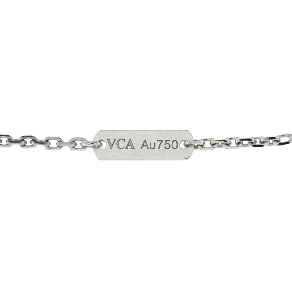 Vintage Alhambra Pendant Necklace Guilloche 18K White Gold