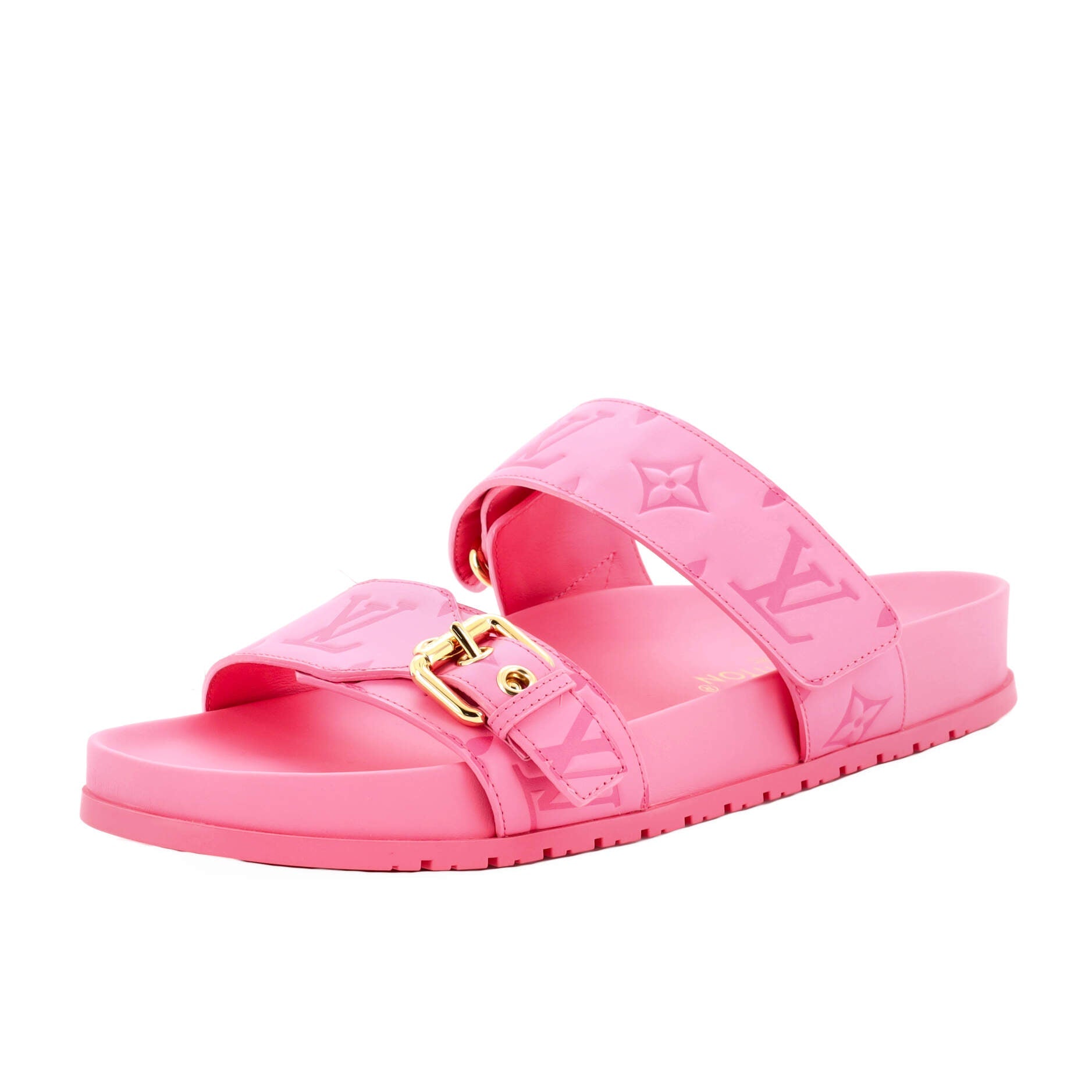 Women's Bom Dia Flat Mules Monogram Embossed Leather