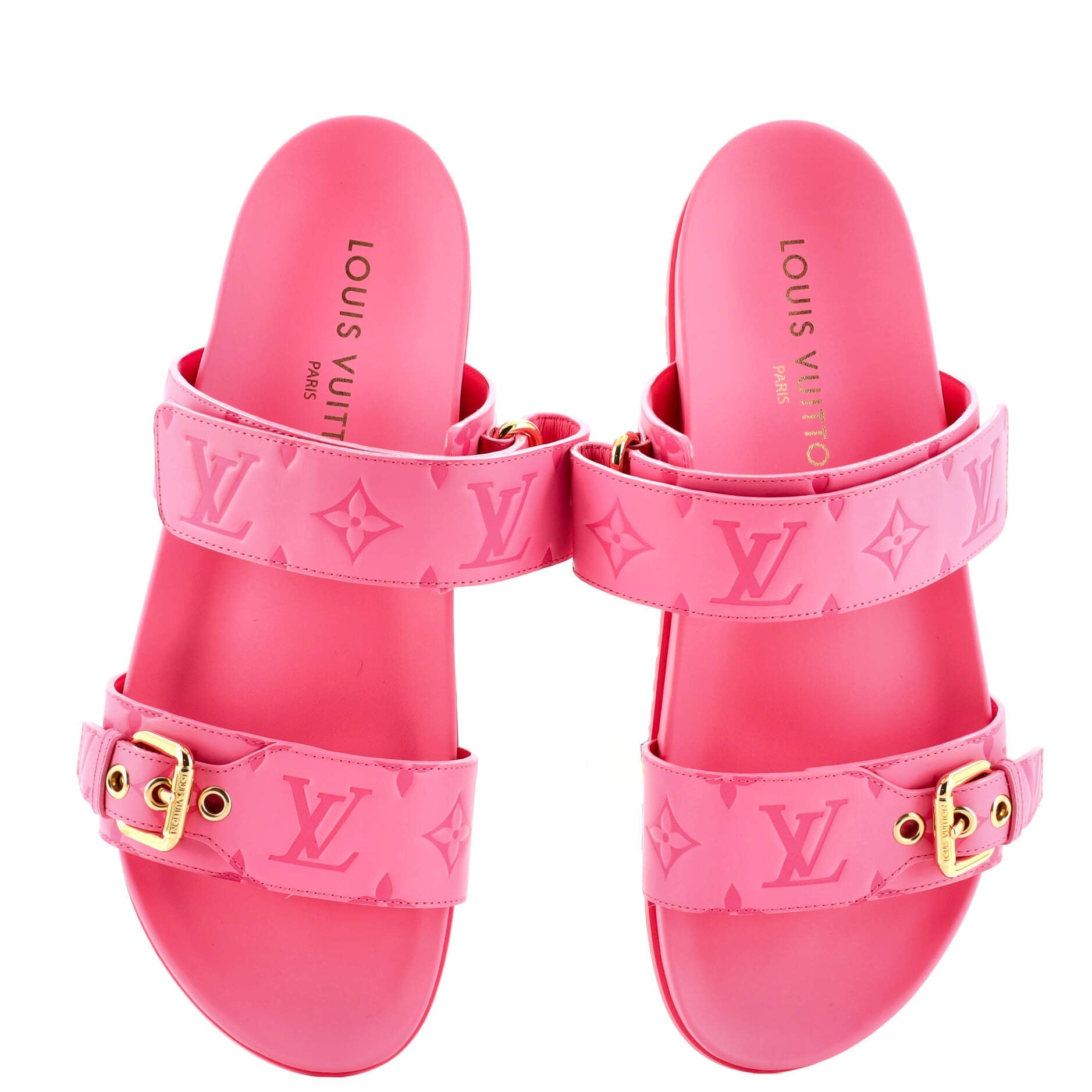 Women's Bom Dia Flat Mules Monogram Embossed Leather