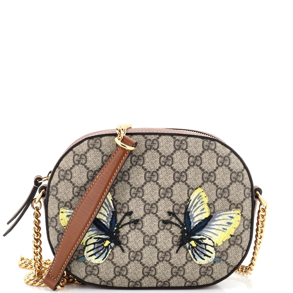 Chain Crossbody Bag Embroidered GG Coated Canvas Mini