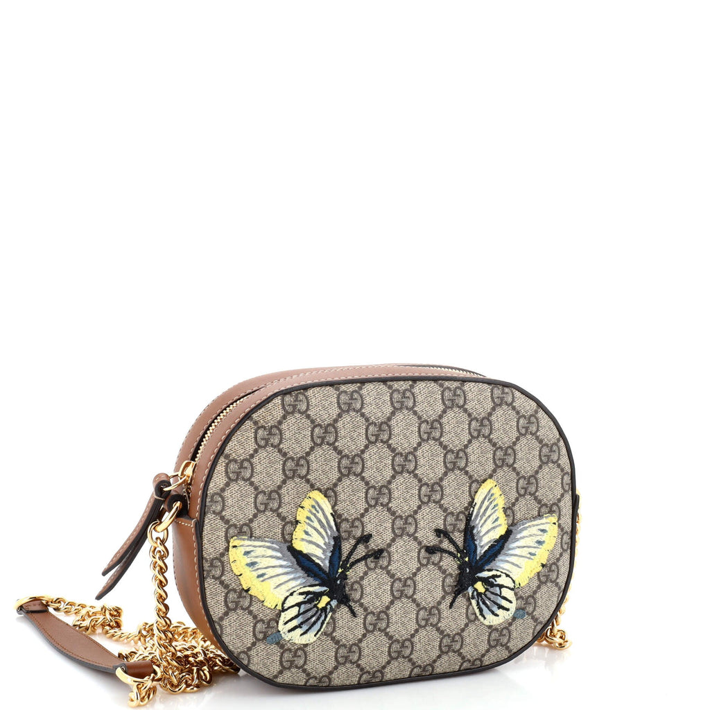 Chain Crossbody Bag Embroidered GG Coated Canvas Mini