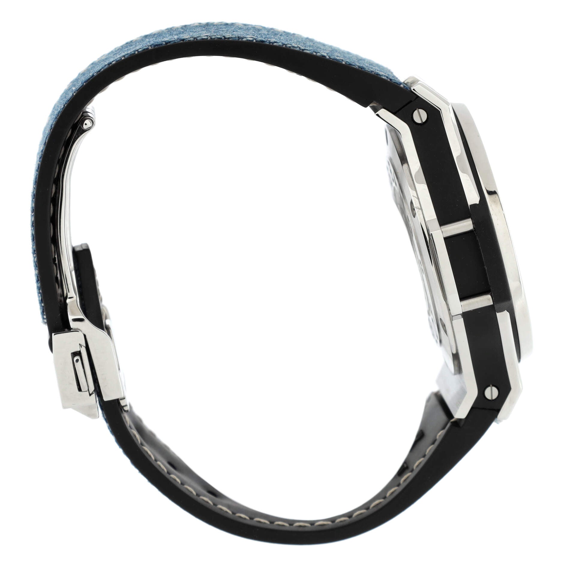 Big Bang Jeans Quartz Watch Stainless Steel and Rubber with Diamond Bezel 38