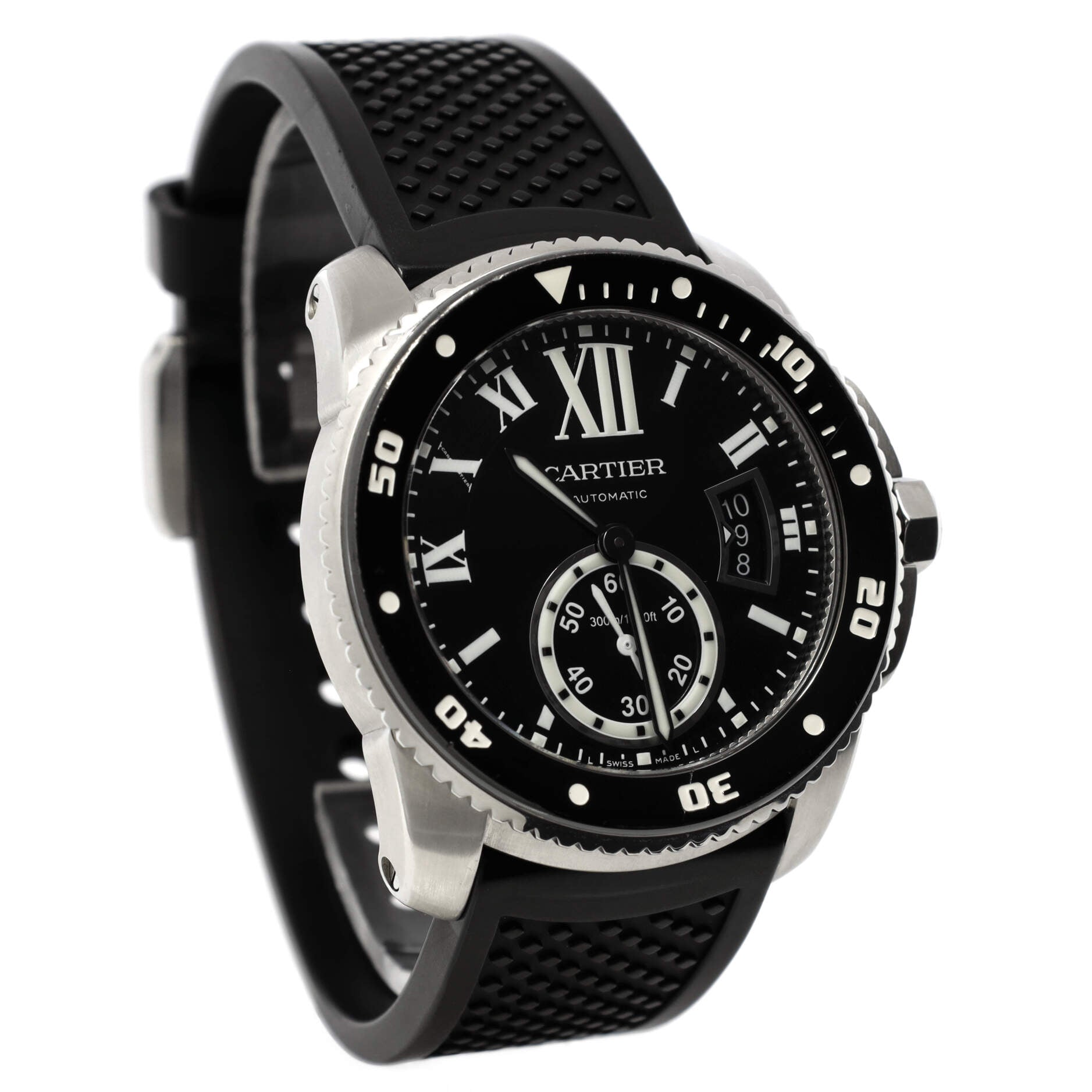 Calibre de Cartier Automatic Watch Stainless Steel and Rubber with Ceramic 42