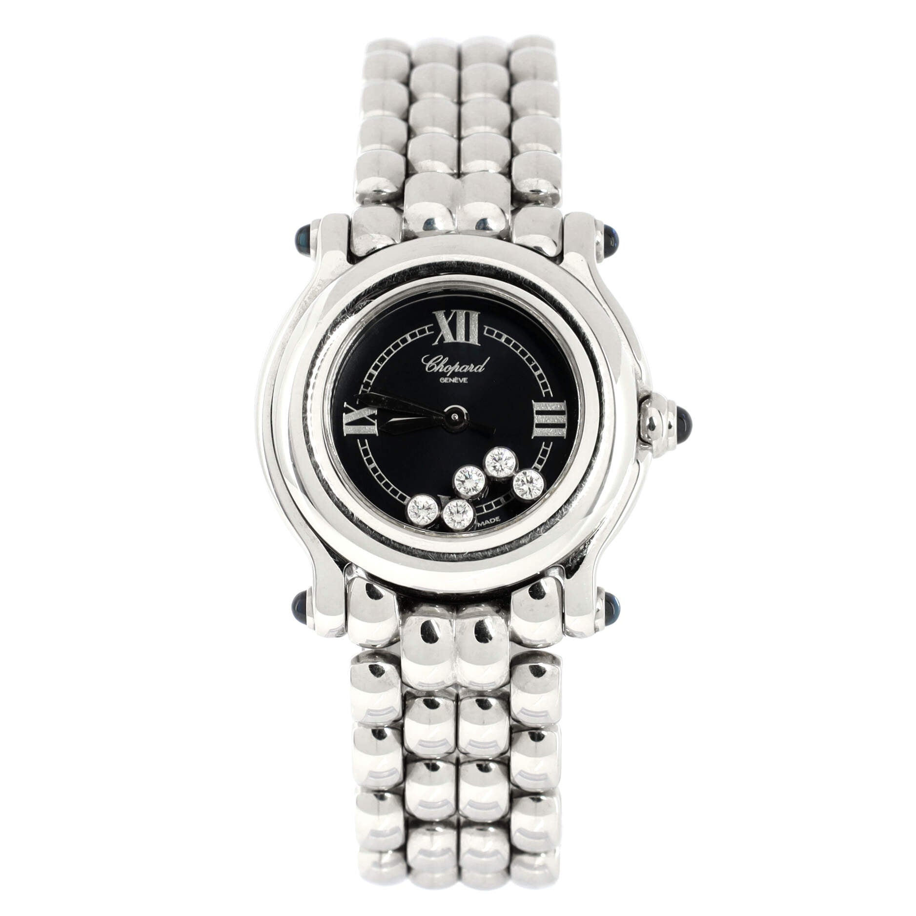 Happy Sport Classic Round Quartz Watch Stainless Steel with Floating Diamonds 26