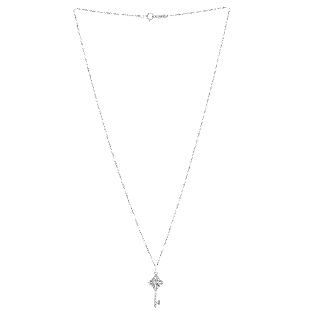 Victoria Key Pendant Necklace Platinum and 18k White Gold with Diamonds Mini