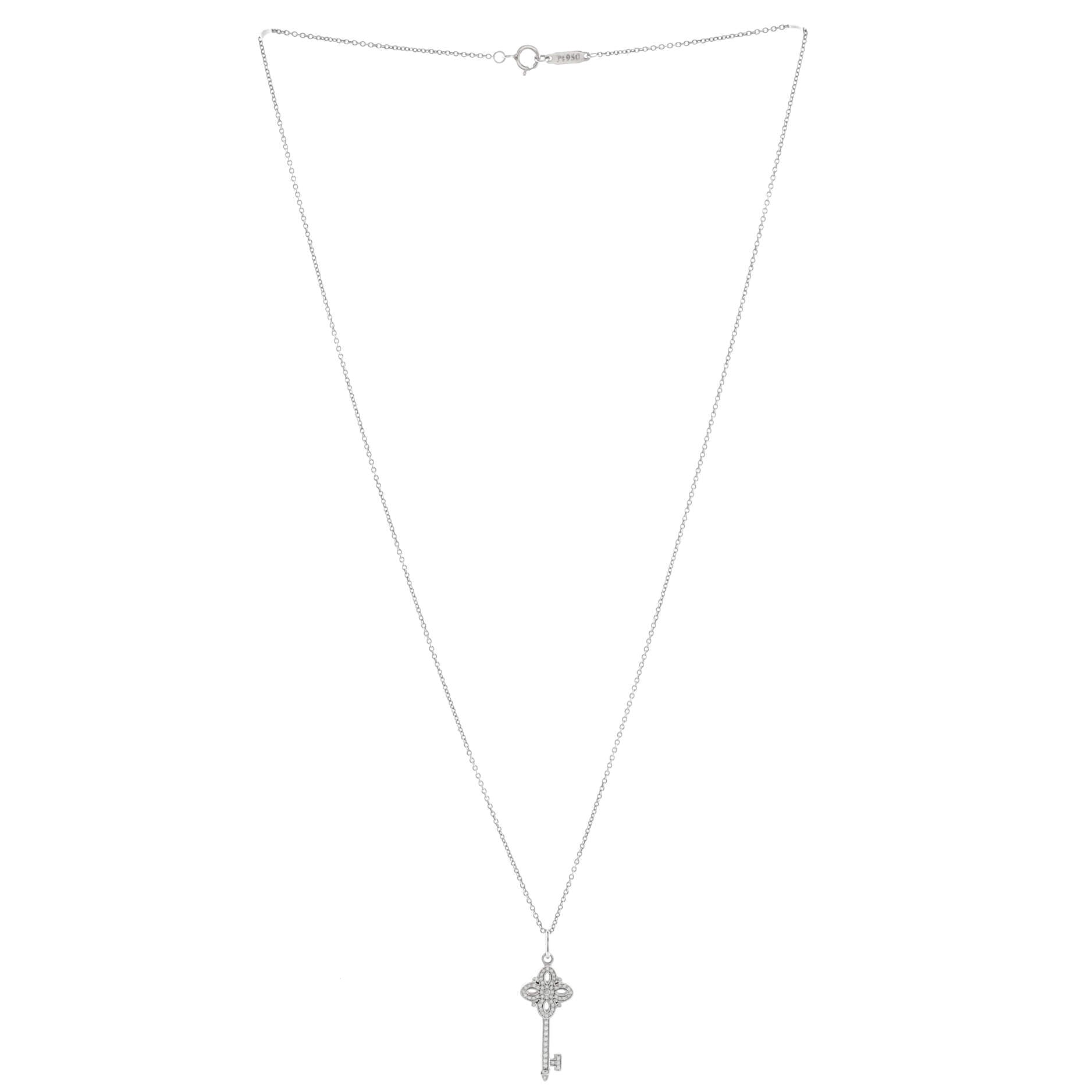 Victoria Key Pendant Necklace Platinum and 18k White Gold with Diamonds Mini