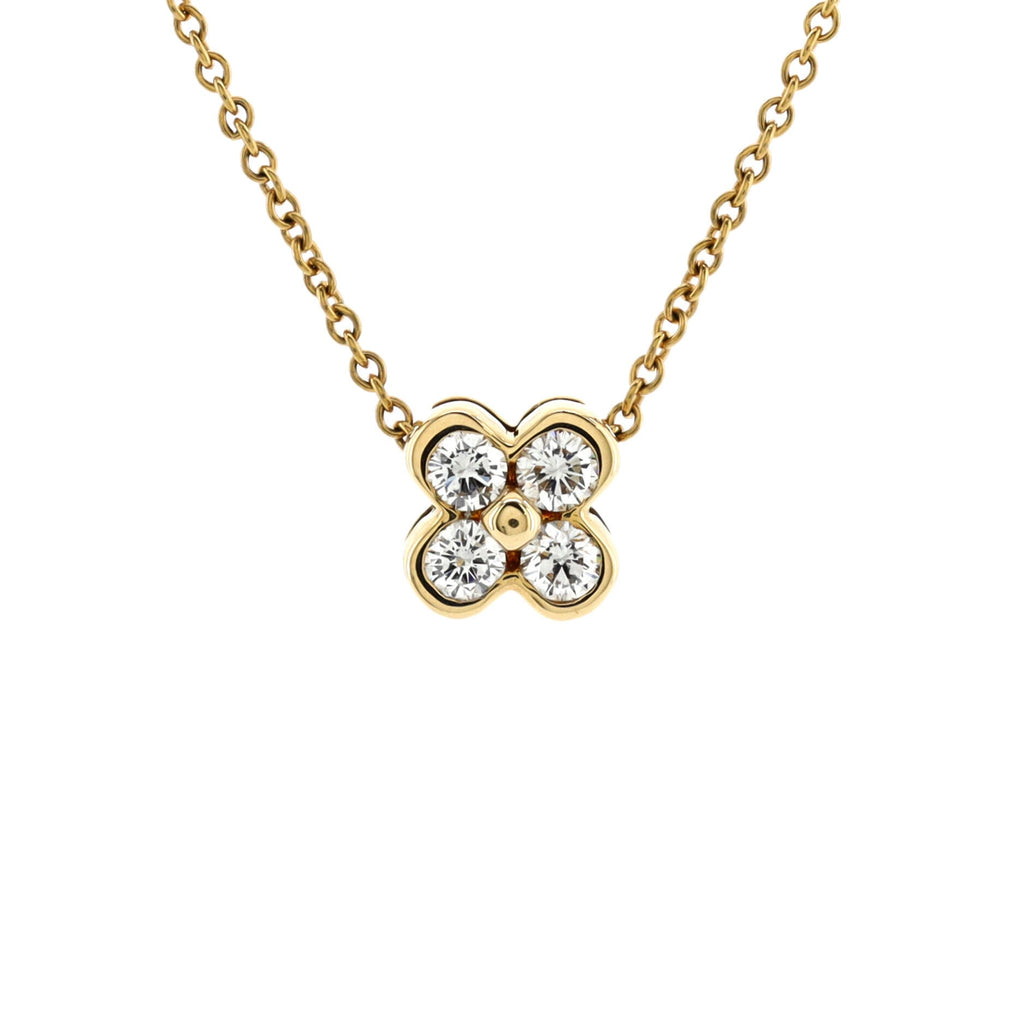 Flower Pendant Necklace 18K Yellow Gold with Diamonds