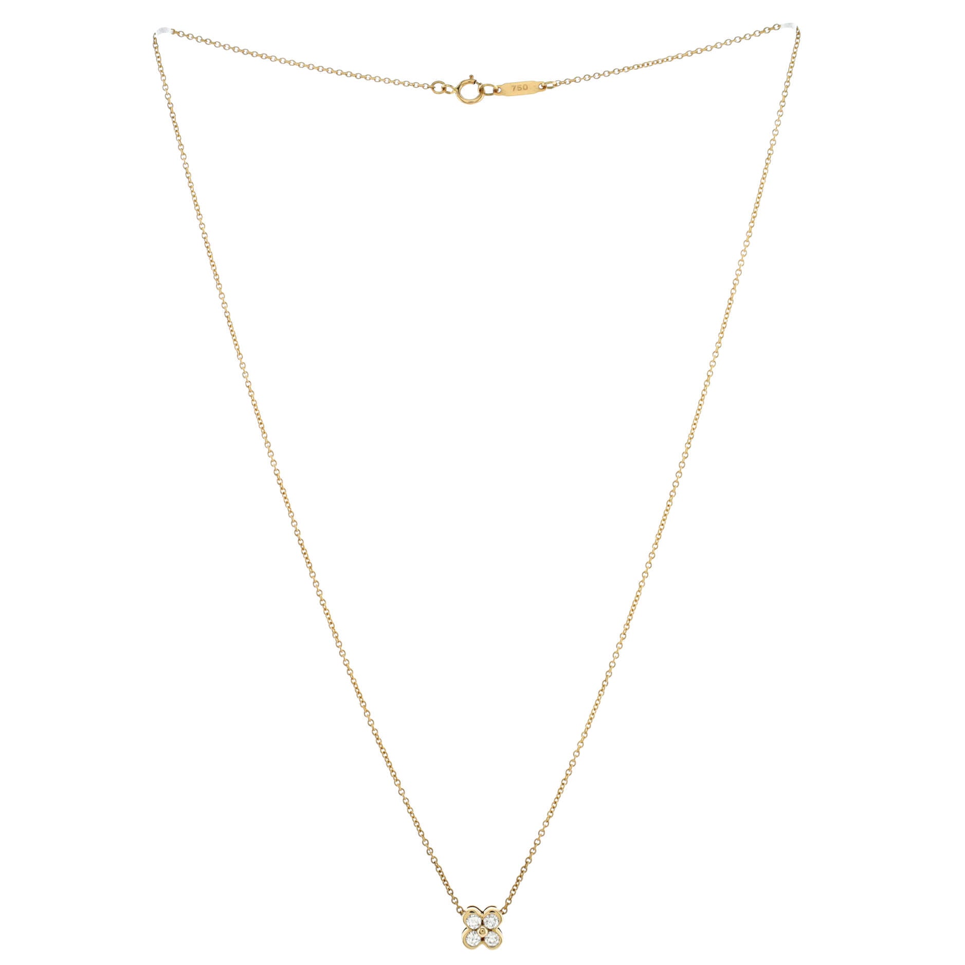 Flower Pendant Necklace 18K Yellow Gold with Diamonds