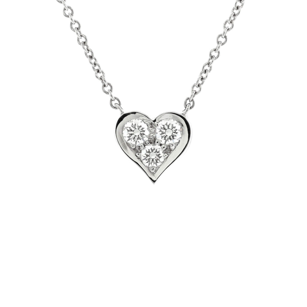 Heart 3 Diamond Pendant Necklace Platinum with Diamonds