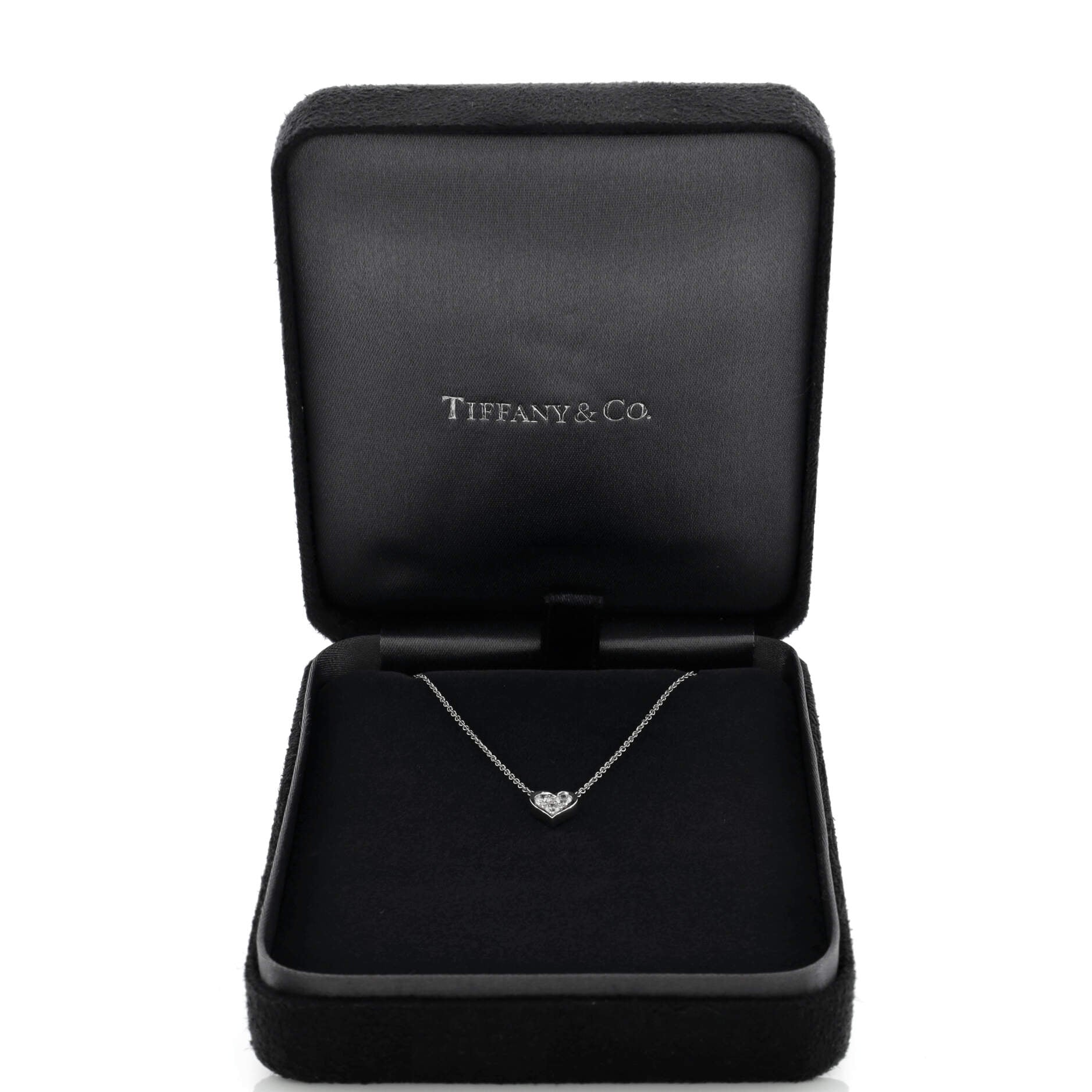Heart 3 Diamond Pendant Necklace Platinum with Diamonds
