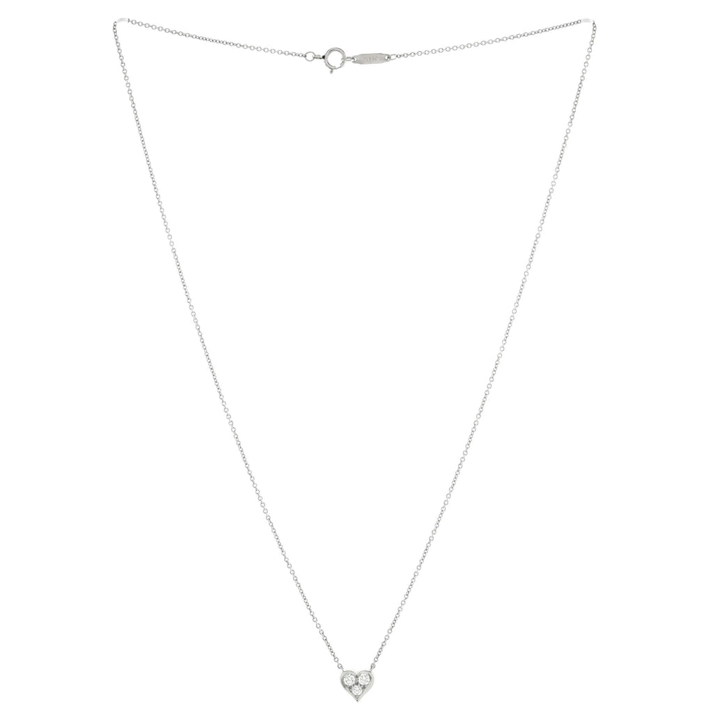 Heart 3 Diamond Pendant Necklace Platinum with Diamonds