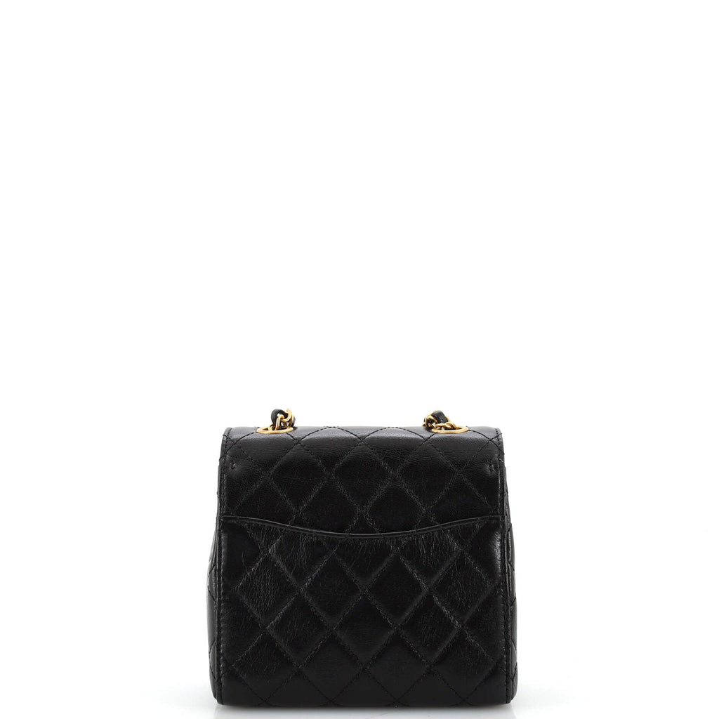 Square CC Chain Flap Bag Quilted Shiny Calfskin Mini