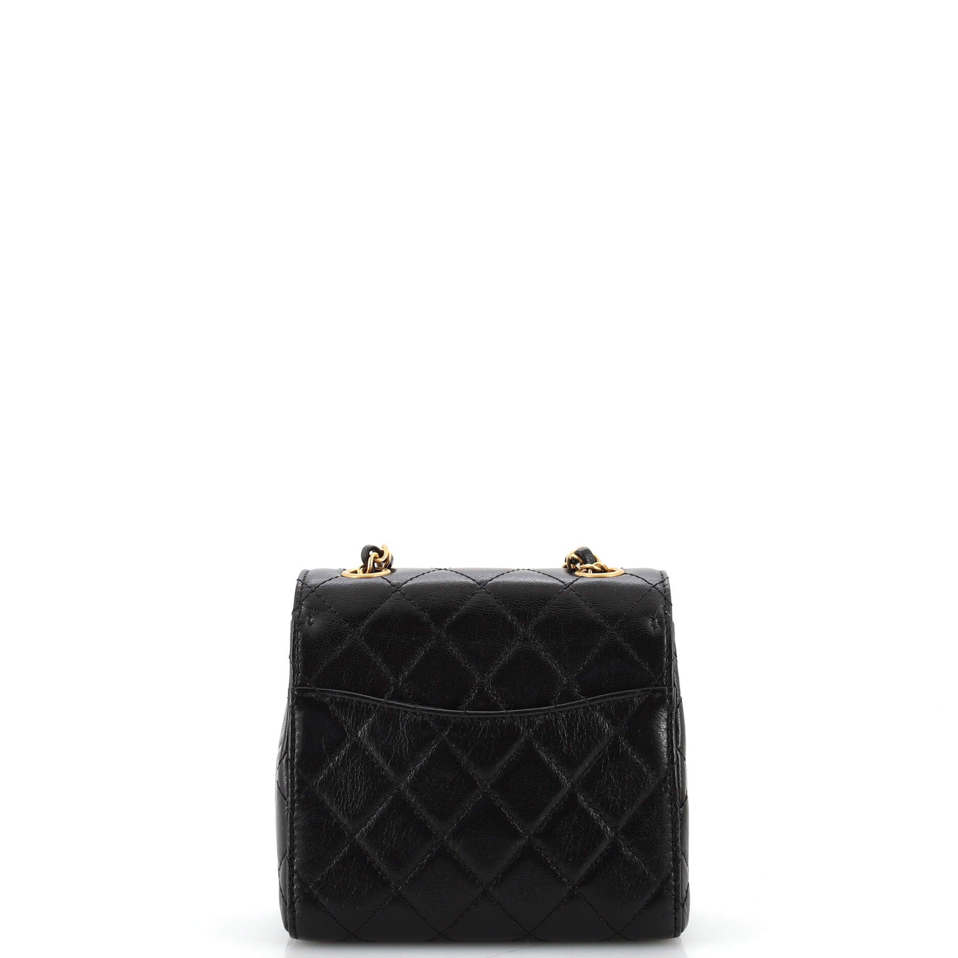Square CC Chain Flap Bag Quilted Shiny Calfskin Mini
