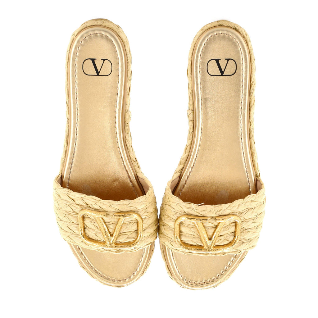 Women's VLogo Espadrille Slide Sandals Raffia