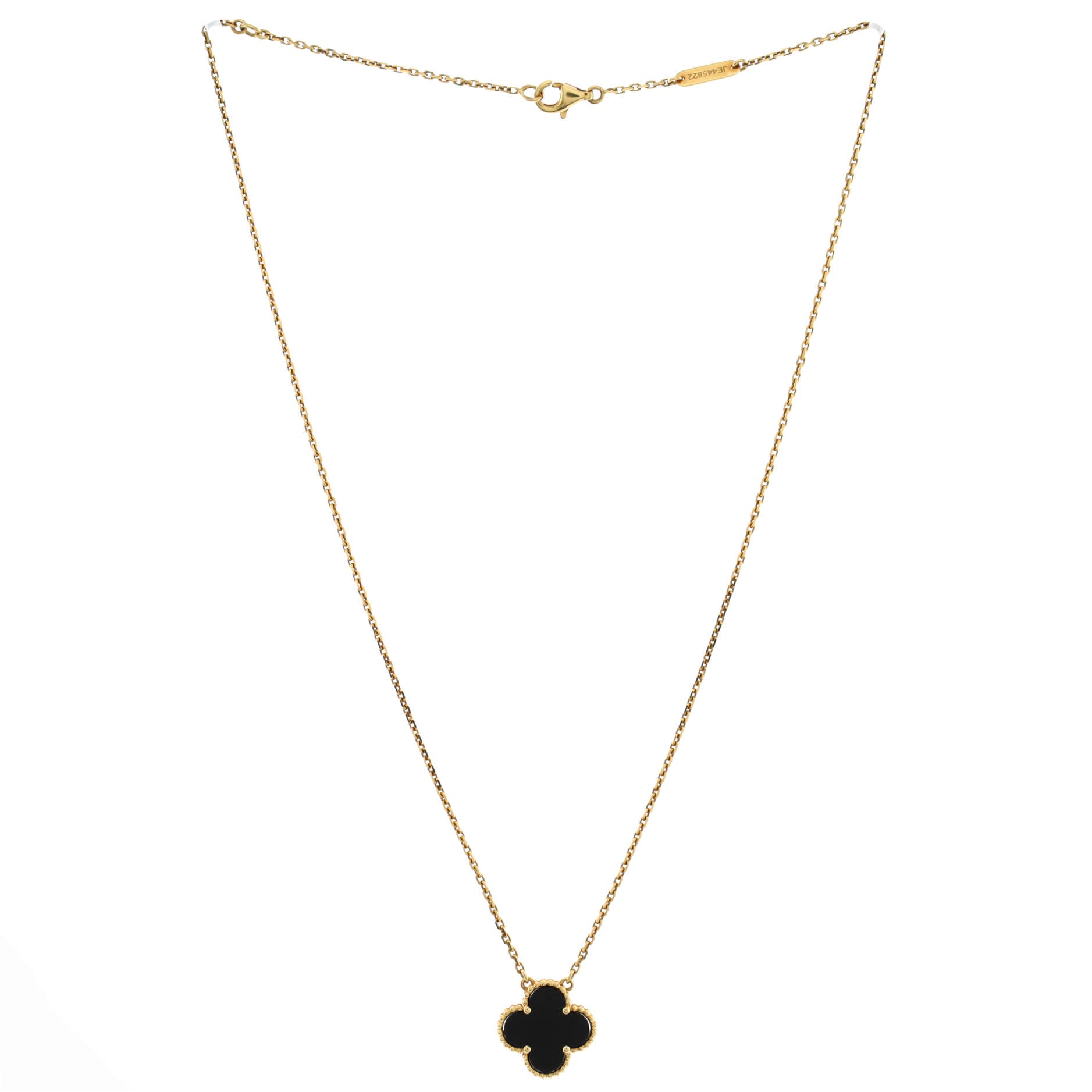 Vintage Alhambra Pendant Necklace 18K Yellow Gold and Onyx