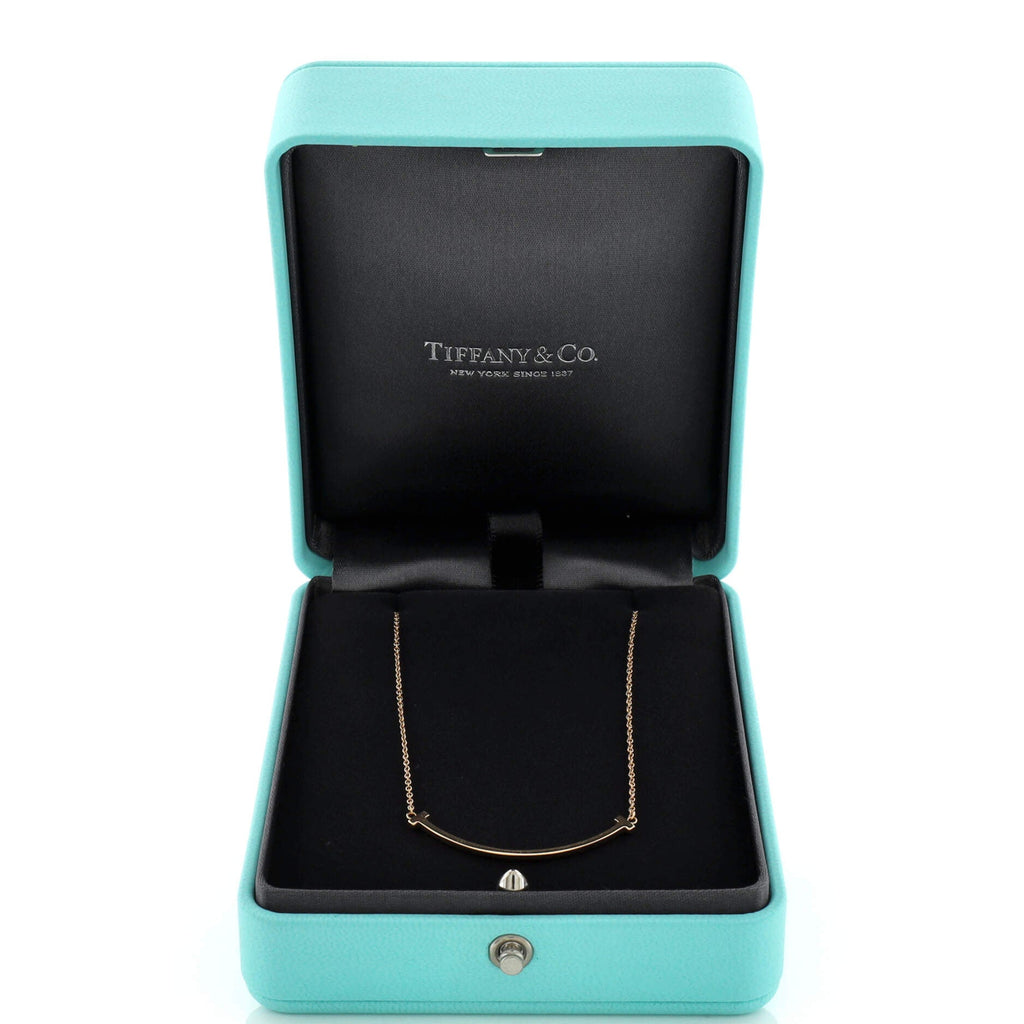 T Smile Pendant Necklace 18K Rose Gold Small