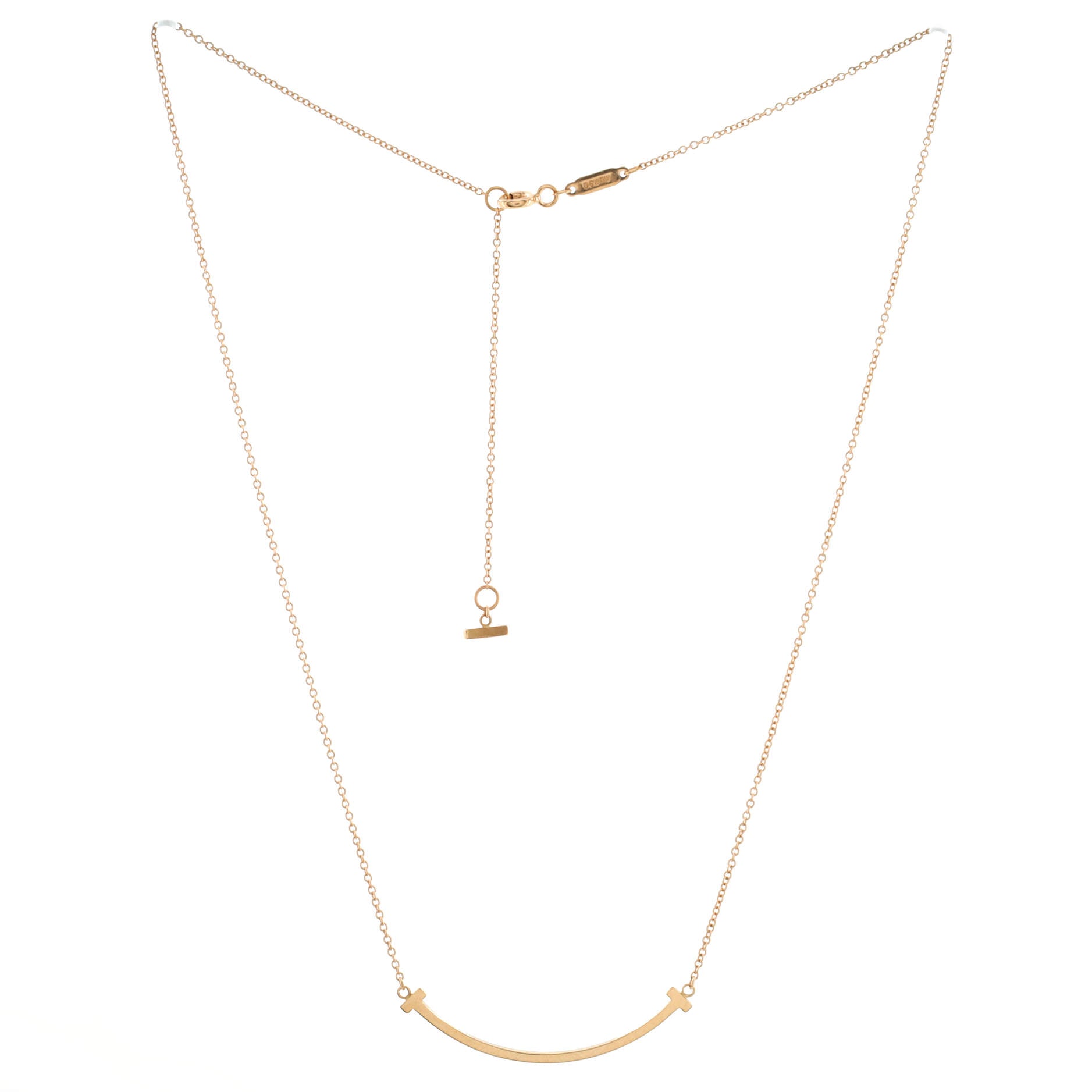 T Smile Pendant Necklace 18K Rose Gold Small
