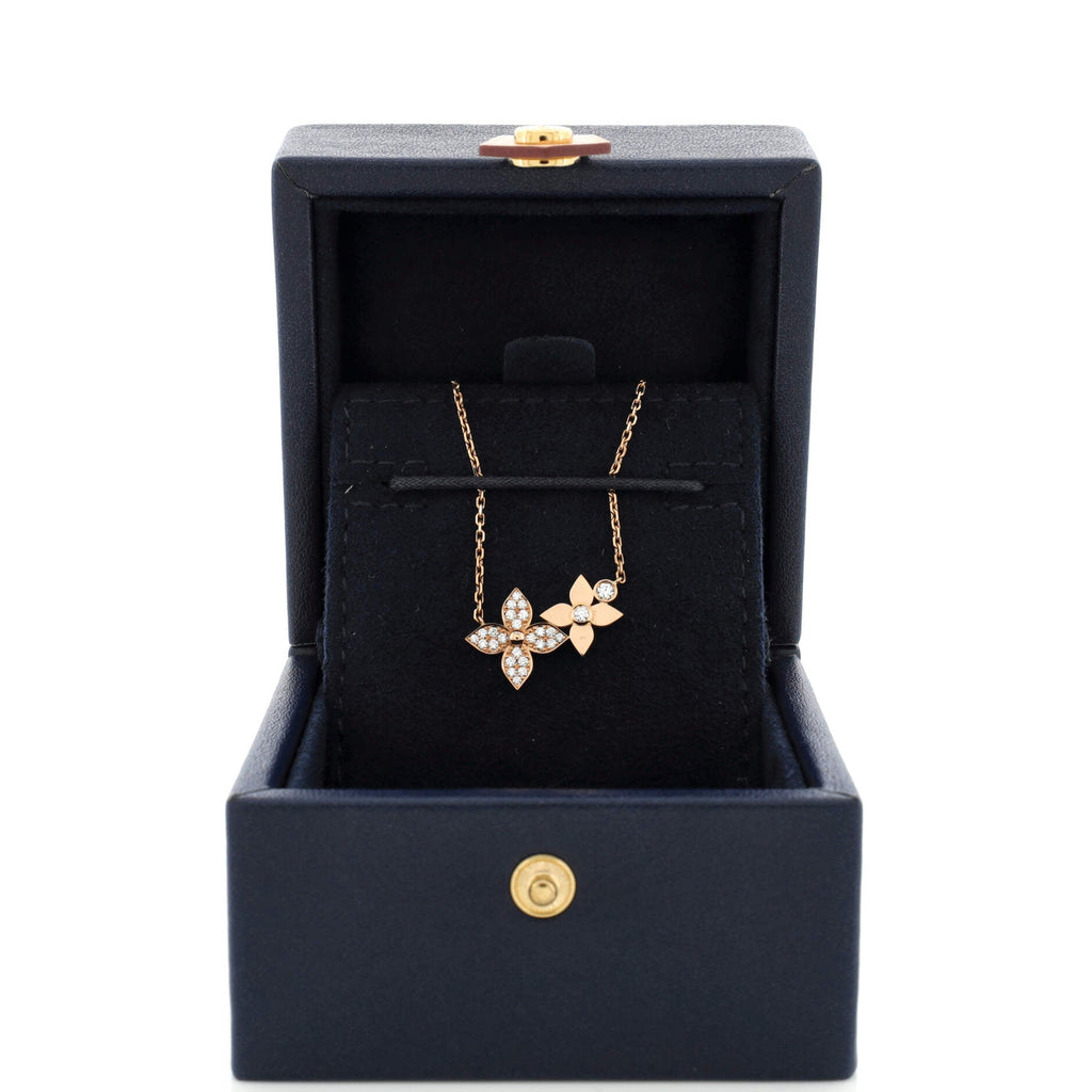Star Blossom Double Pendant Necklace 18K Rose Gold and Diamonds