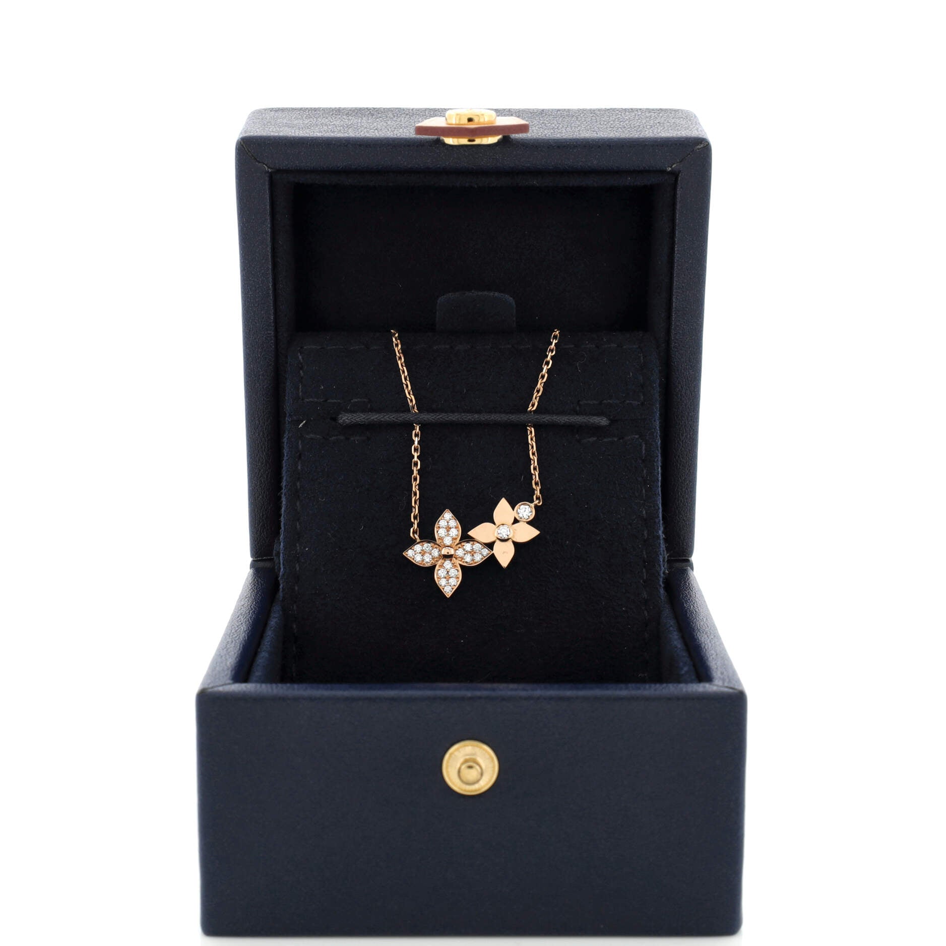 Star Blossom Double Pendant Necklace 18K Rose Gold and Diamonds