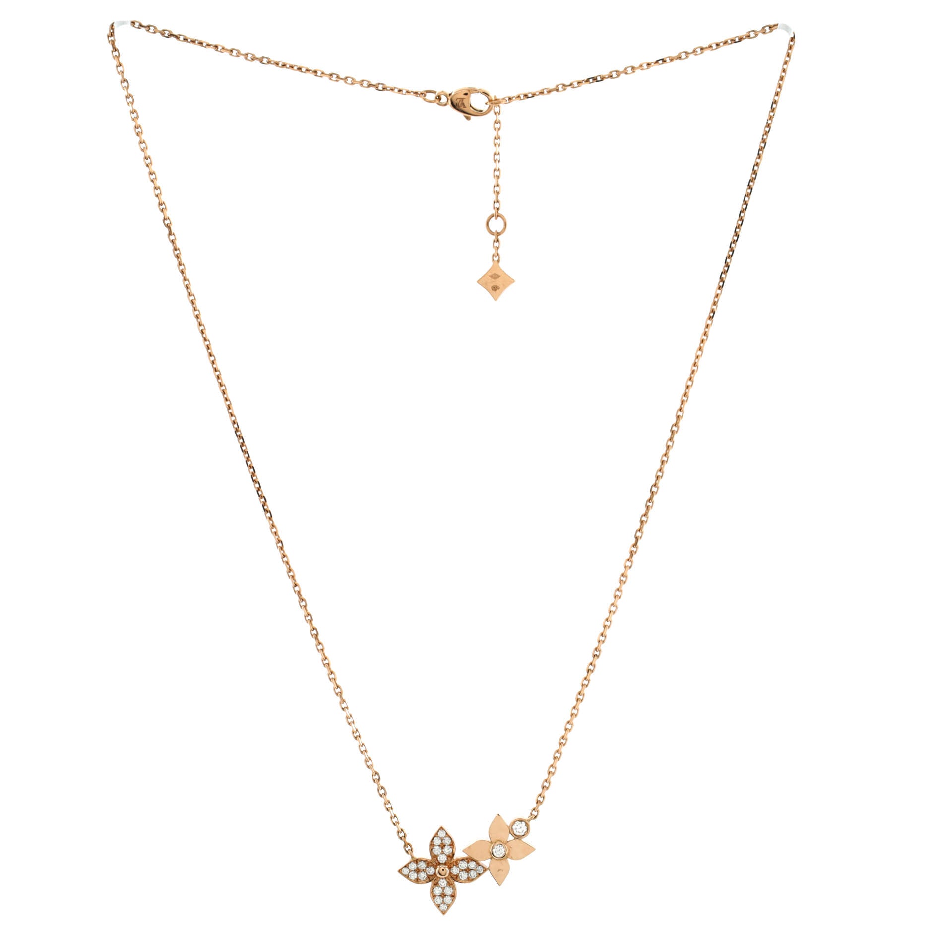 Star Blossom Double Pendant Necklace 18K Rose Gold and Diamonds