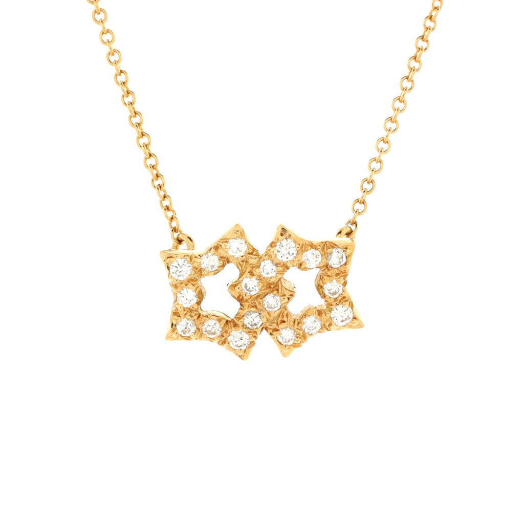 Double Star Necklace 18K Yellow Gold with Diamonds