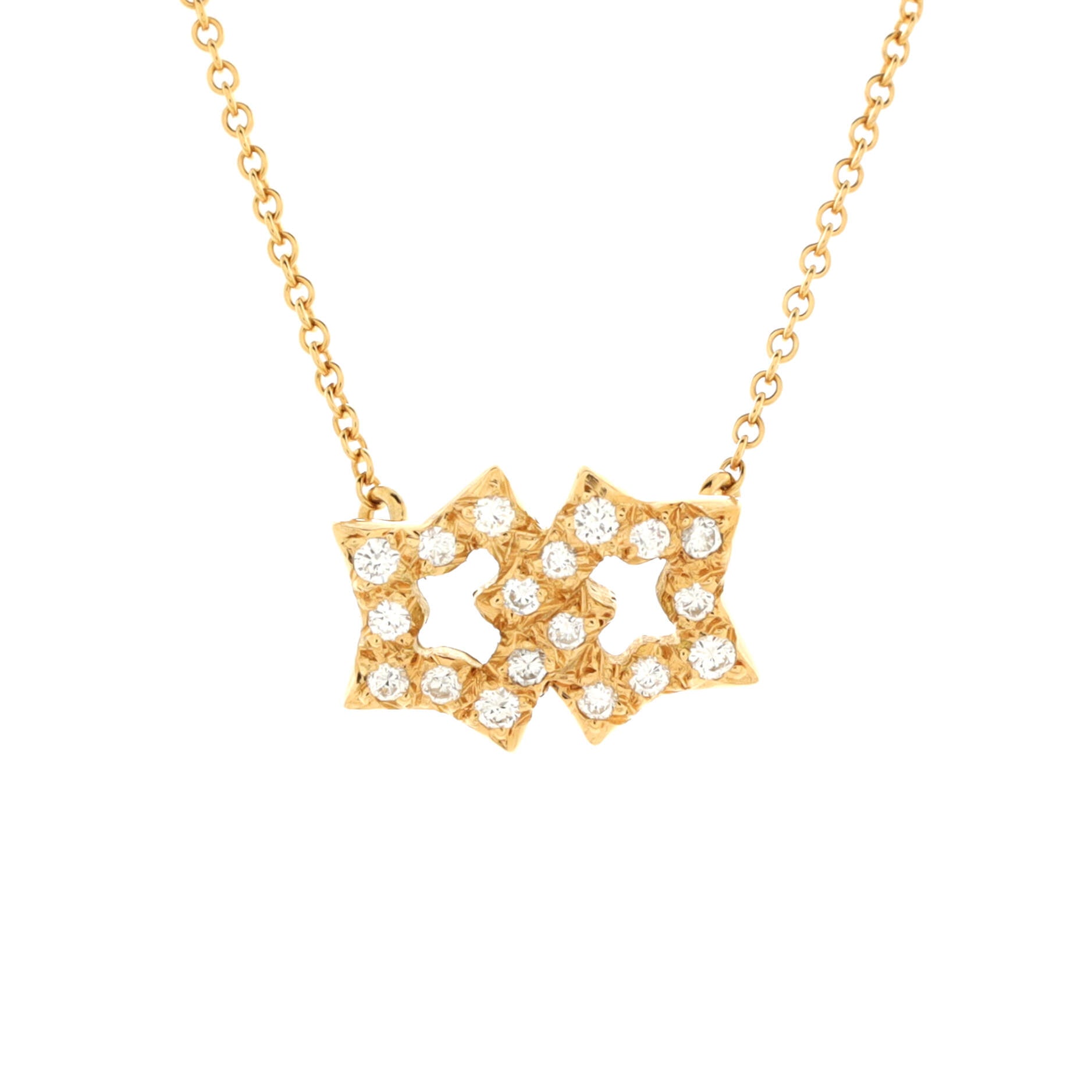 Double Star Necklace 18K Yellow Gold with Diamonds