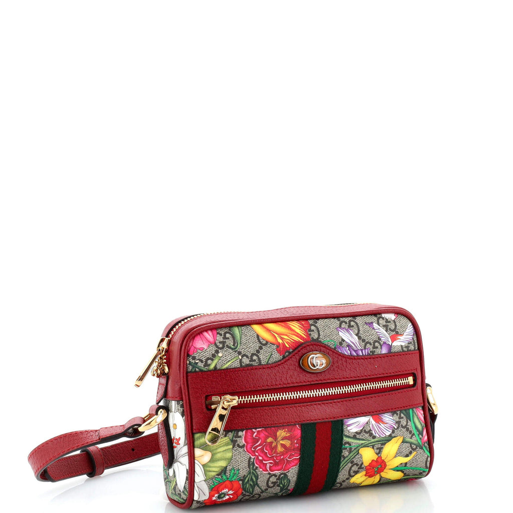 Ophidia Shoulder Bag Flora GG Coated Canvas Mini