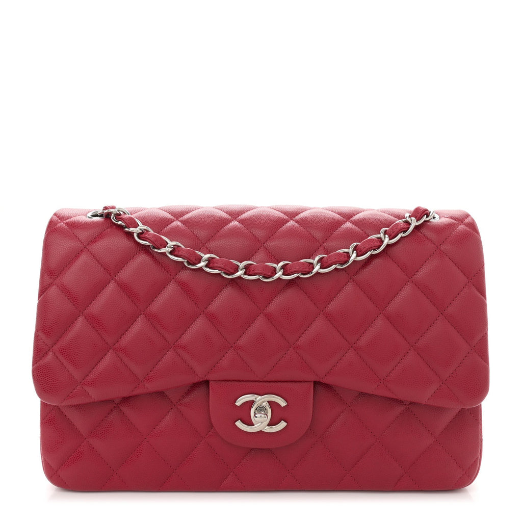 Caviar Quilted Jumbo Double Flap Dark Pink