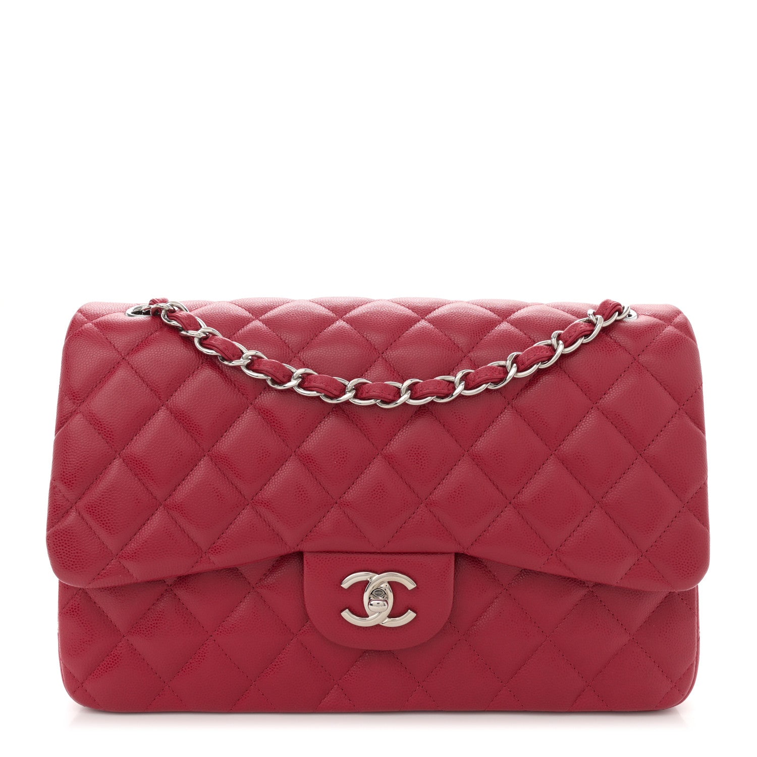 Caviar Quilted Jumbo Double Flap Dark Pink
