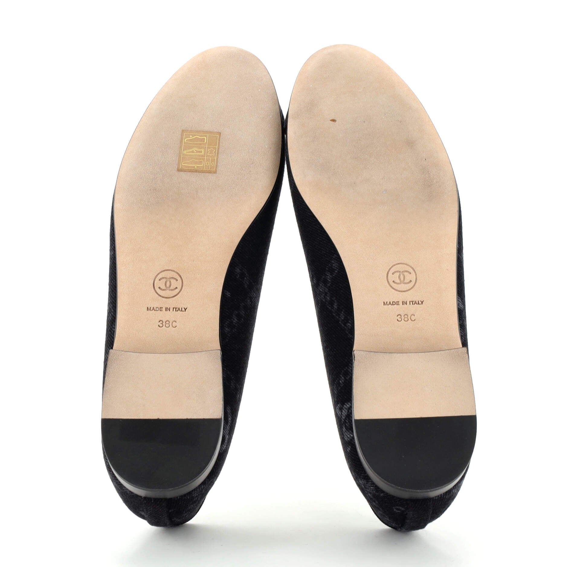Women's Cap Toe Bow Ballerina Flats Printed Denim