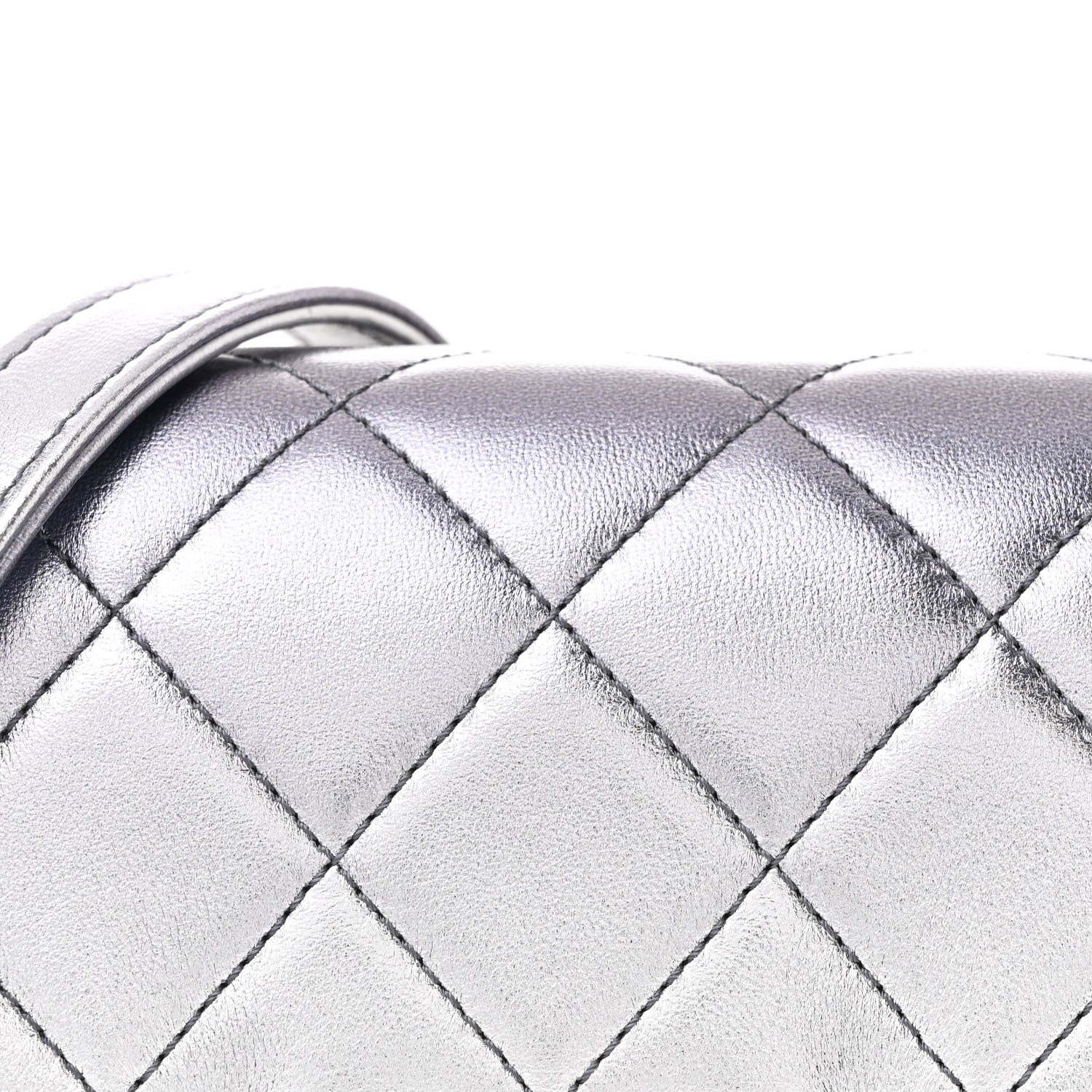 Metallic Lambskin Like A Wallet Flap Silvery Black