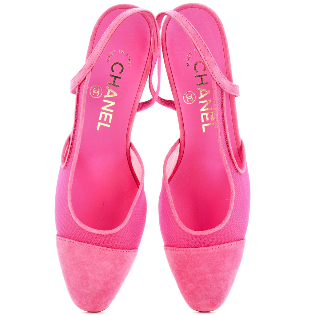 Women's Cap Toe Slingback Pumps Mesh with Suede