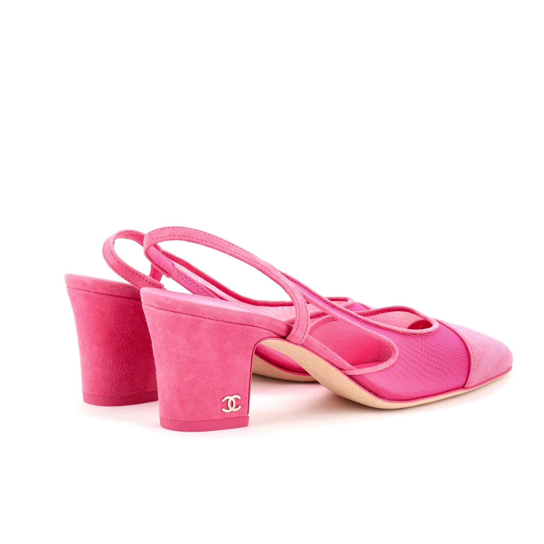 Women's Cap Toe Slingback Pumps Mesh with Suede