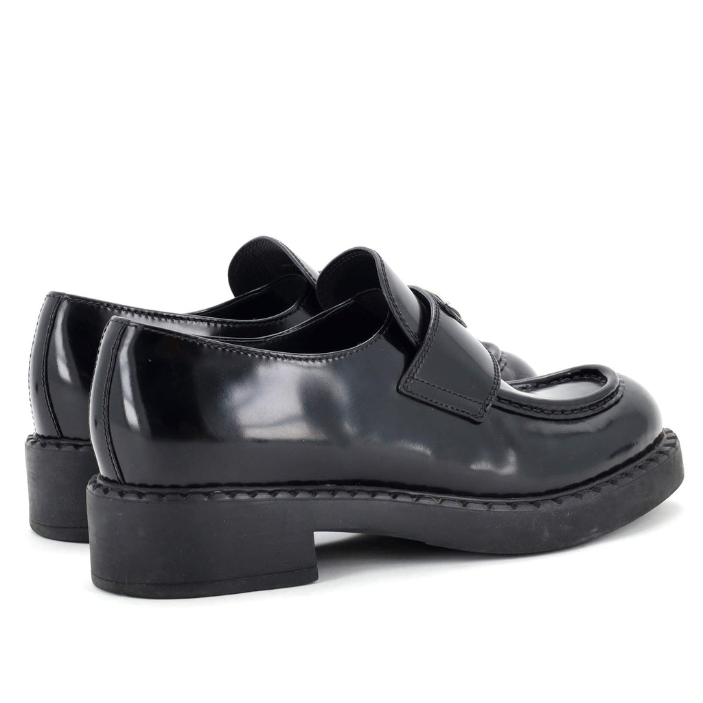 Women's Triangle Logo Loafers Spazzolato Leather
