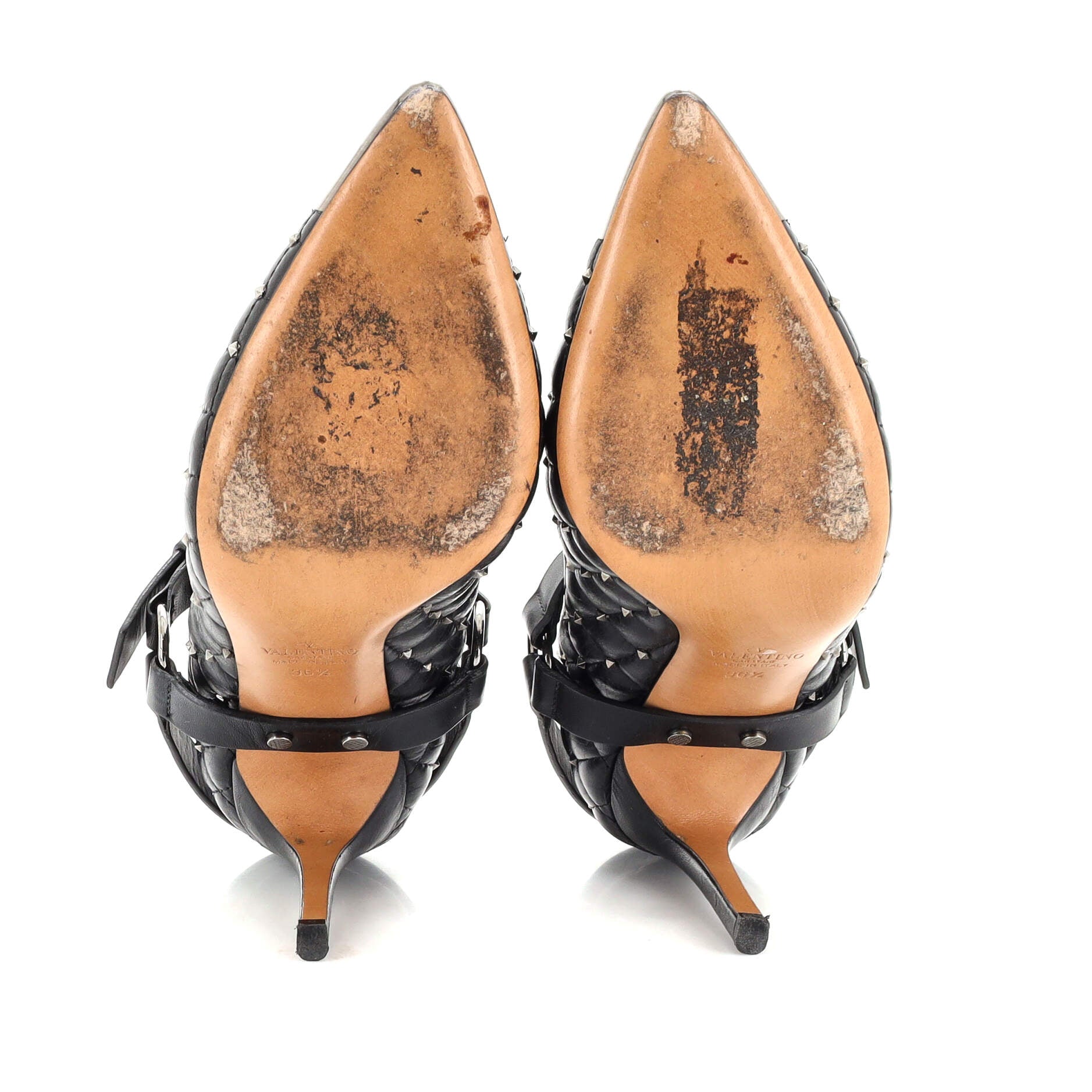 Women's Rockstud Spike Mary Jane Pumps Quilted Leather 105