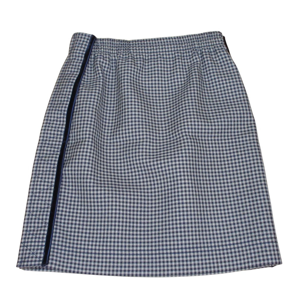 Fendi Velour Stitch Wool Check Skirt