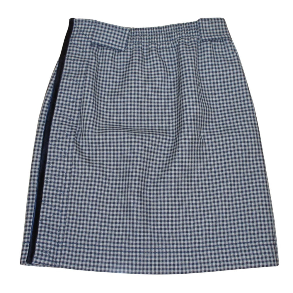 Fendi Velour Stitch Wool Check Skirt