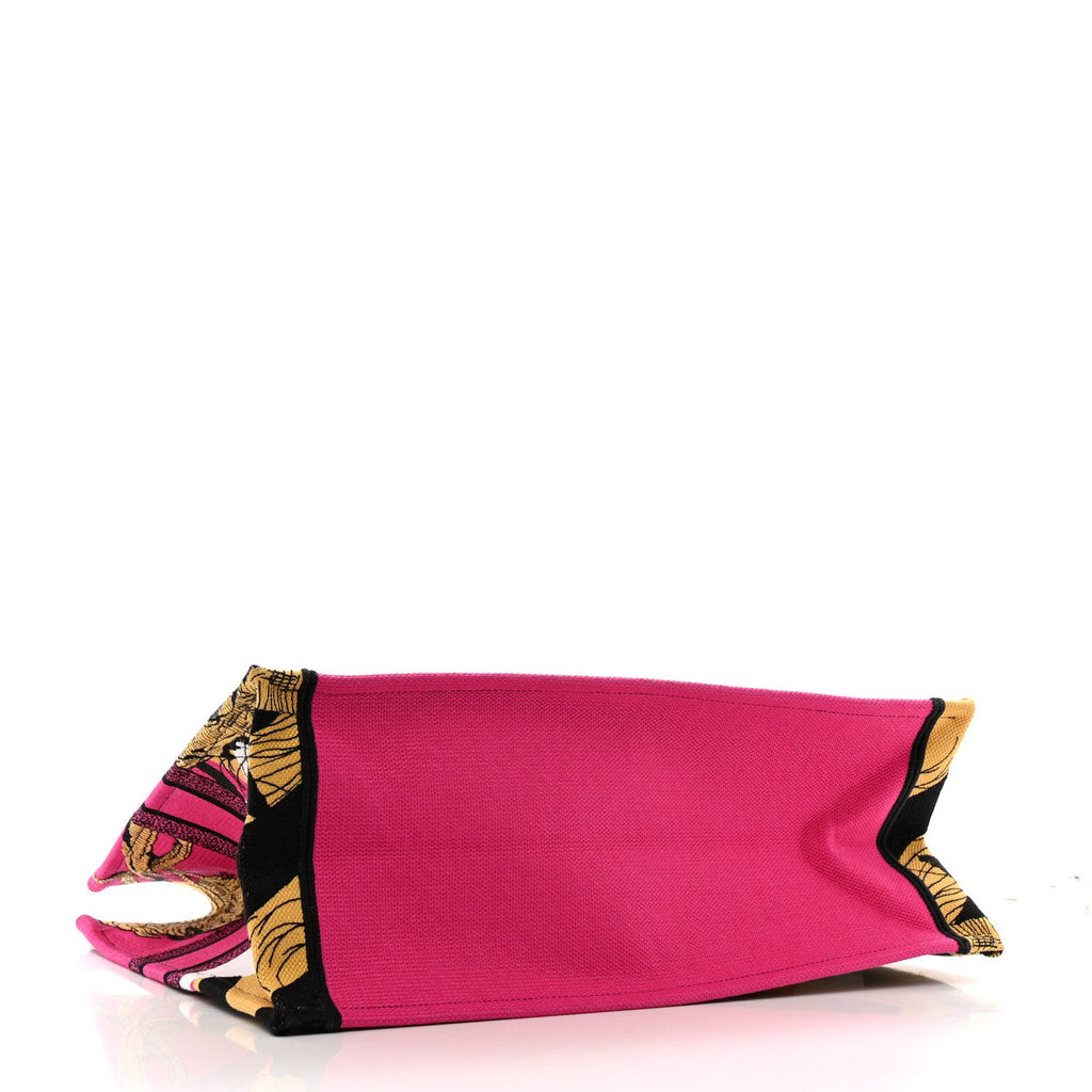 Canvas Embroidered Large Jungle Pop Book Tote Fuchsia Multicolor