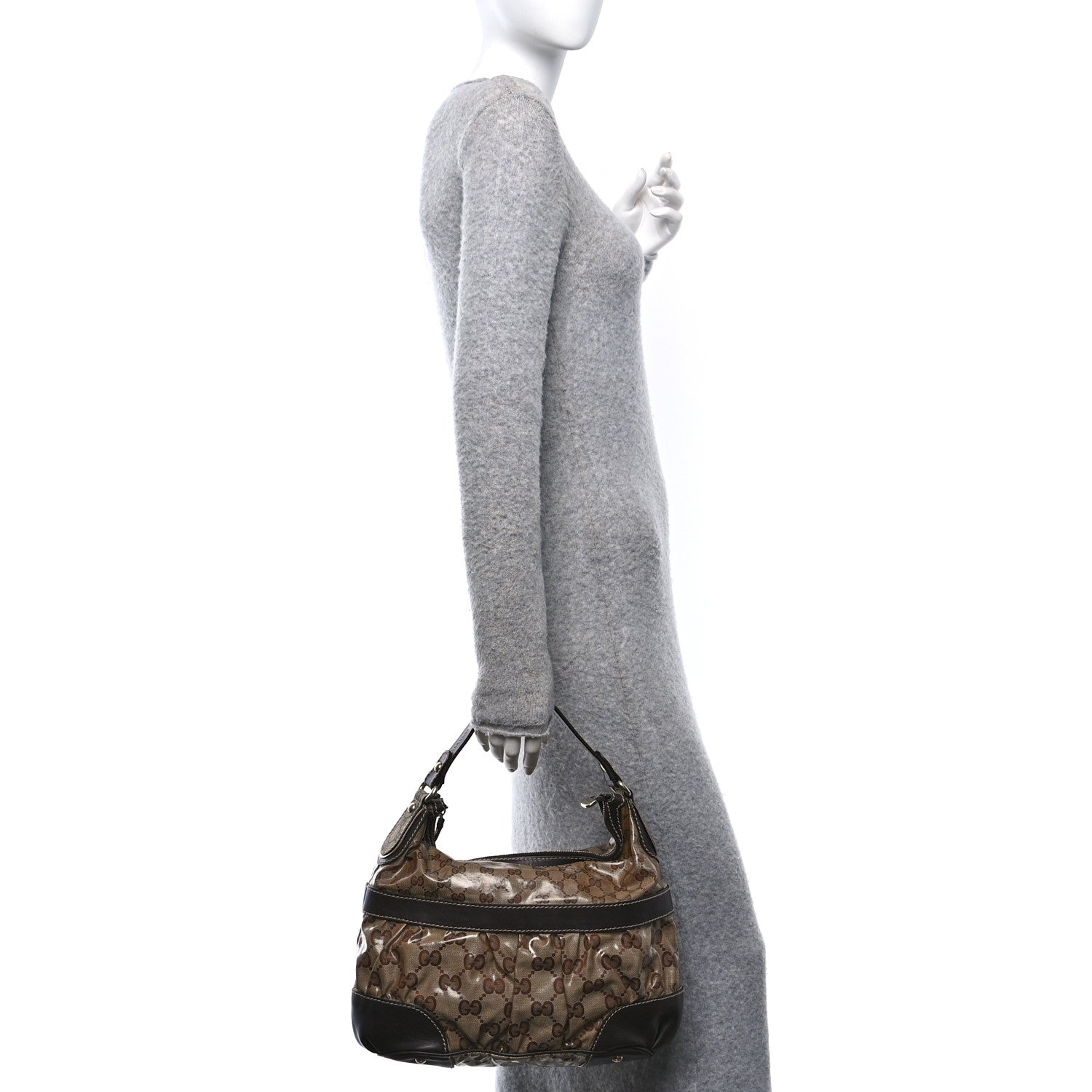 Crystal Monogram Mix Hobo Dark Brown